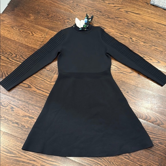 Sandro Black Long Sleeve Dress with Floral Accent - Picture 1 of 3
